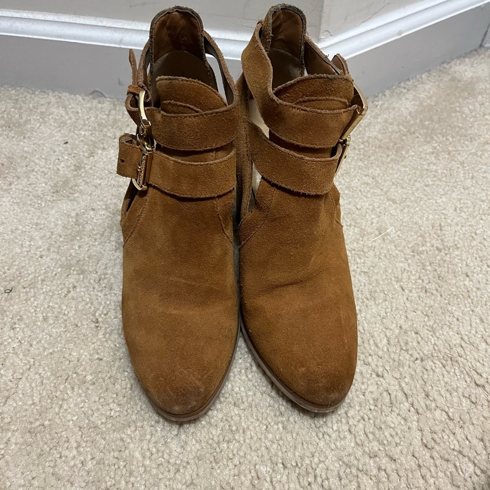 KORS Michael Kors Brown Ankle Booties with Buckle Details